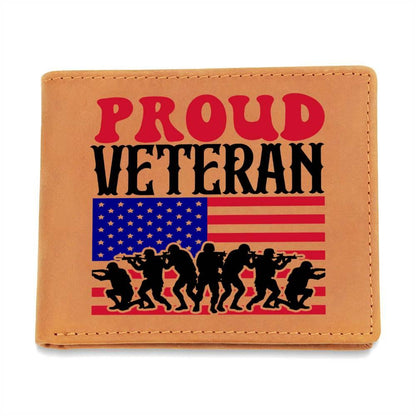 Proud Veteran Genuine Cowhide Leather Wallet