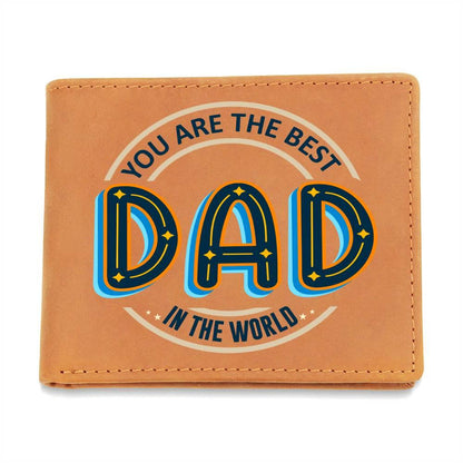 Gift for Dad - Best Dad in the World Genuine Cowhide Leather Wallet