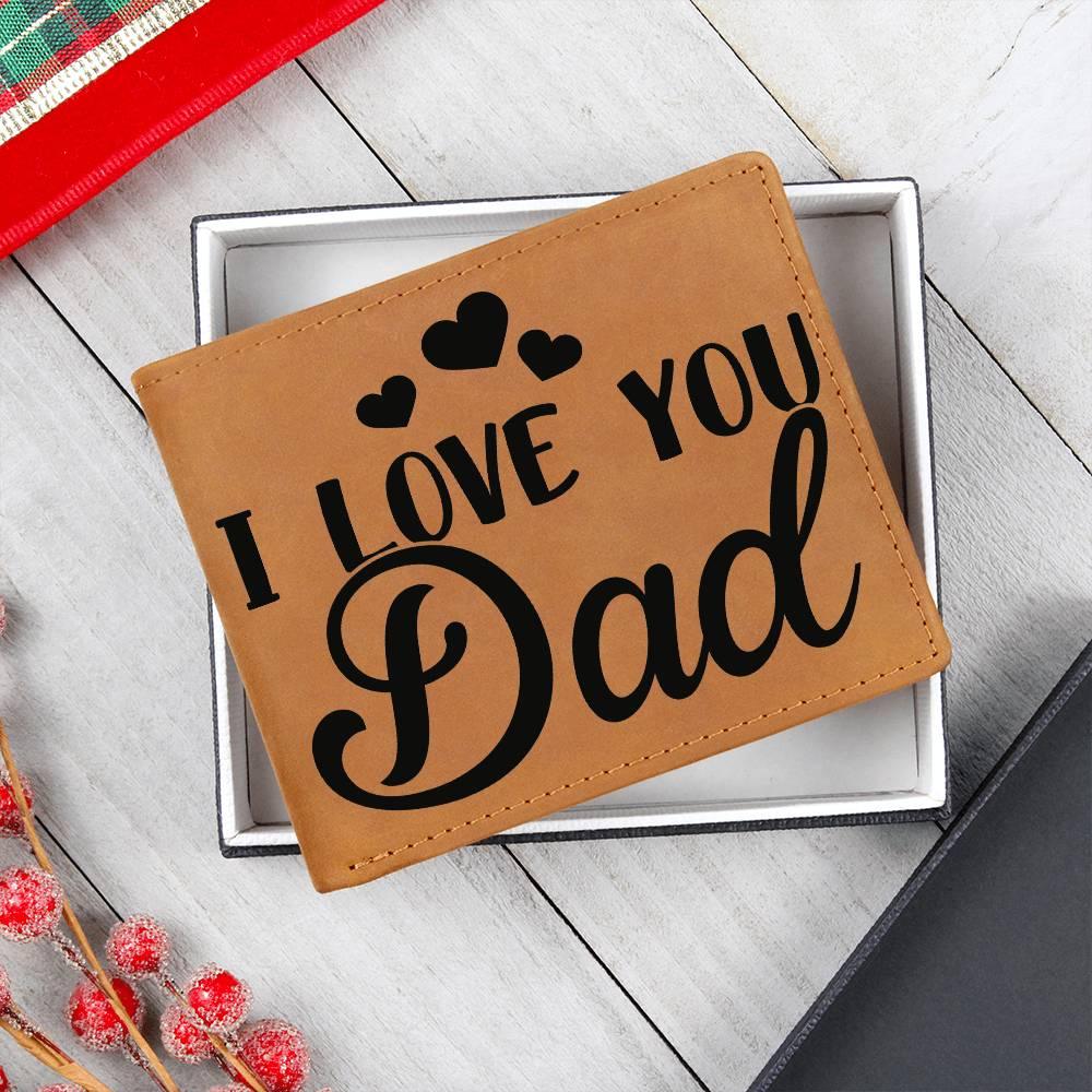 Dad Gift - I Love You Dad Genuine Cowhide Leather Wallet