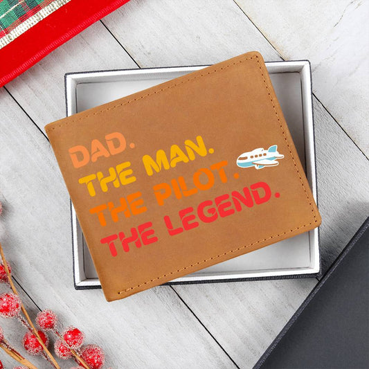 Dad The Man The Pilot The Legend Leather Wallet