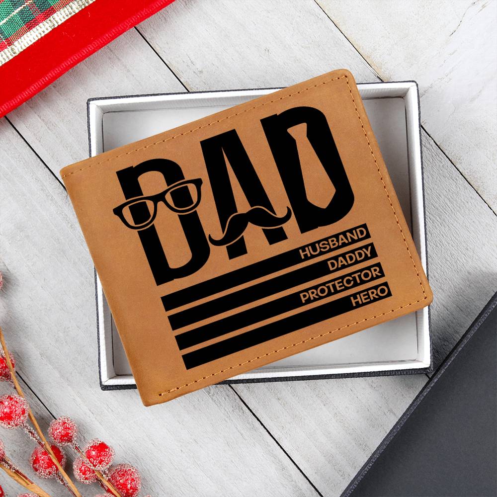 Dad Gift - Husband Daddy Protector Hero Leather Wallet