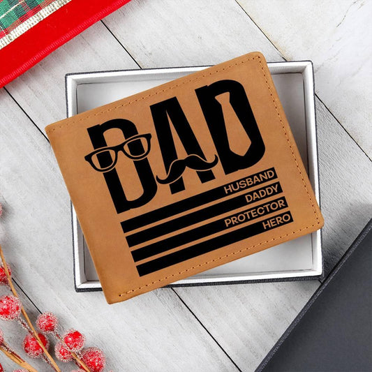 Dad Gift - Husband Daddy Protector Hero Leather Wallet