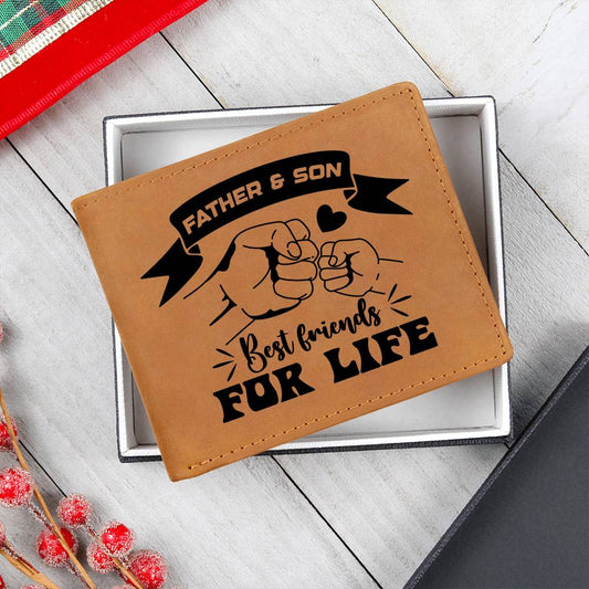 Father and Son Best Friends for Life Leather Wallet