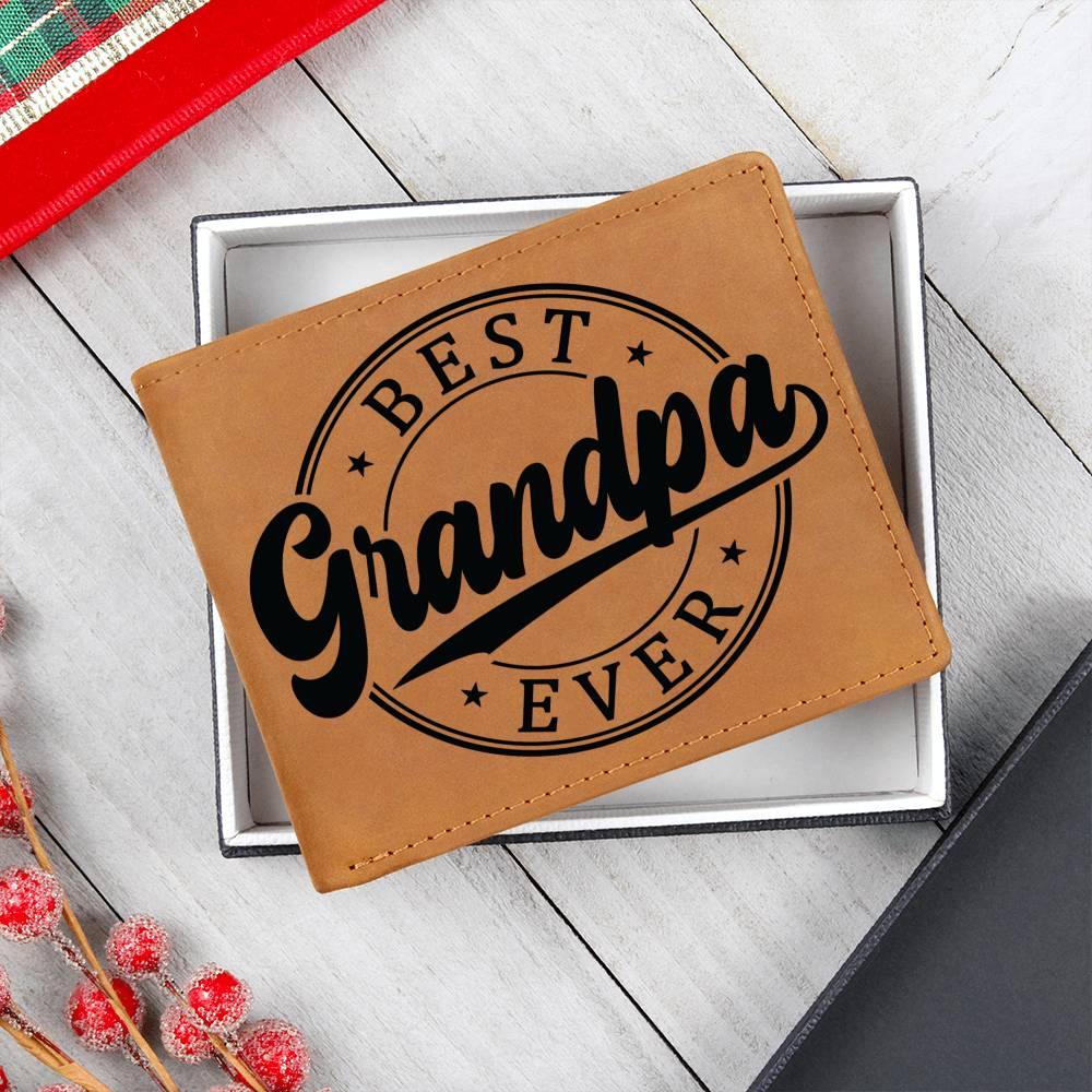 Grandfather Gift - Best Grandpa Ever Genuine Cowhide Leather Wallet