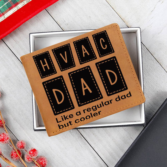 Dad Gift - HVAC Dad Like a Regular Dad But Cooler Leather Wallet