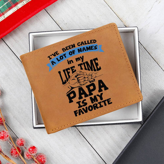 Papa is My Favorite Title Leather Wallet