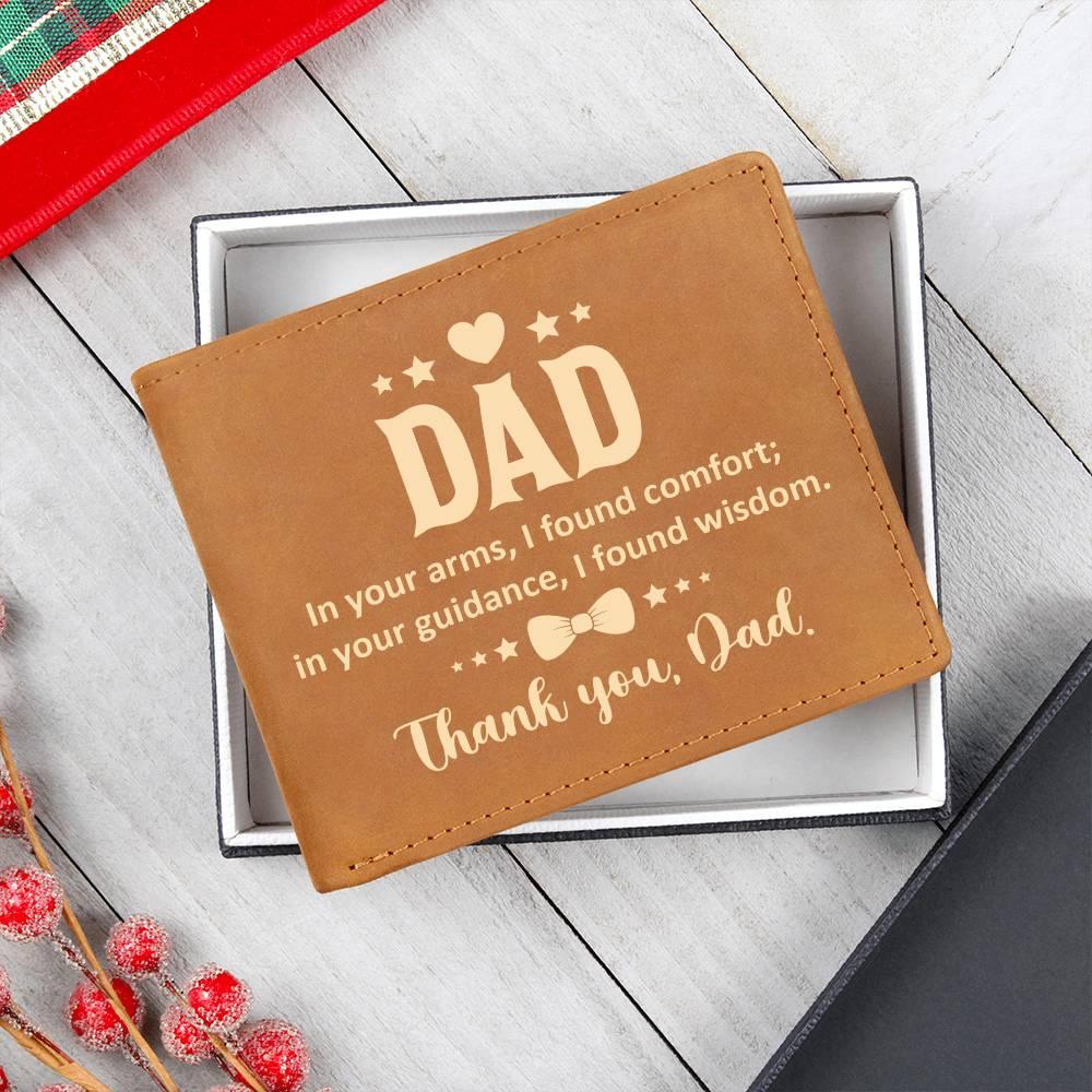 Dad In Your Arms, I Found Comfort Genuine Cowhide Leather Wallet