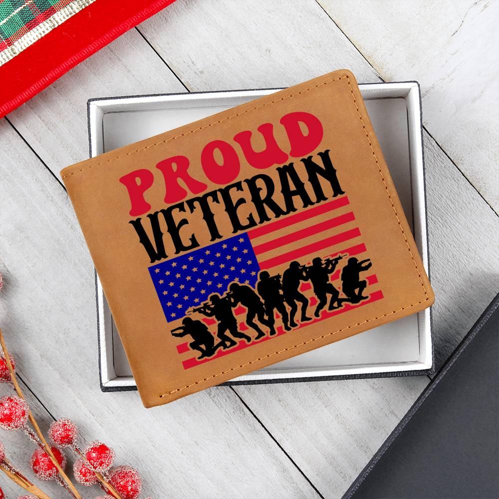 Proud Veteran Genuine Cowhide Leather Wallet