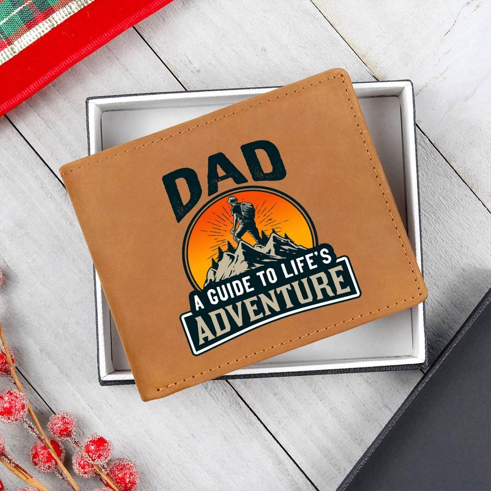 Dad Gift - A Guide to Life's Adventure Genuine Cowhide Leather Wallet