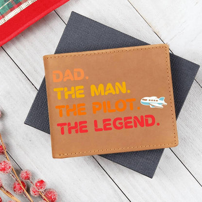 Dad The Man The Pilot The Legend Leather Wallet