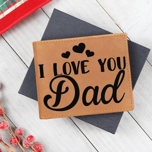 Dad Gift - I Love You Dad Genuine Cowhide Leather Wallet