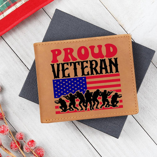 Proud Veteran Genuine Cowhide Leather Wallet