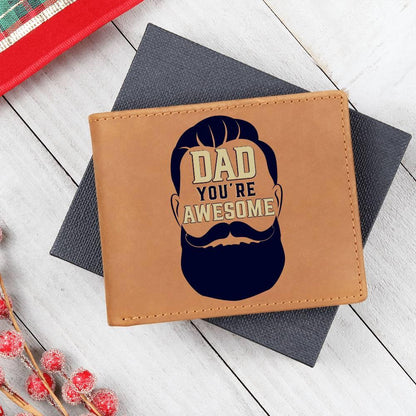 Gift for Dad - You Are Awesome Genuine Cowhide Leather Wallet