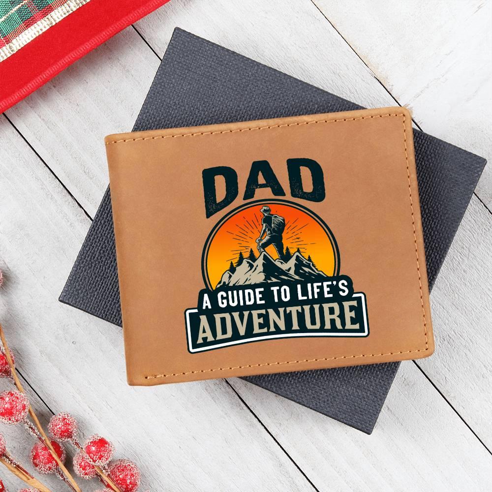 Dad Gift - A Guide to Life's Adventure Genuine Cowhide Leather Wallet