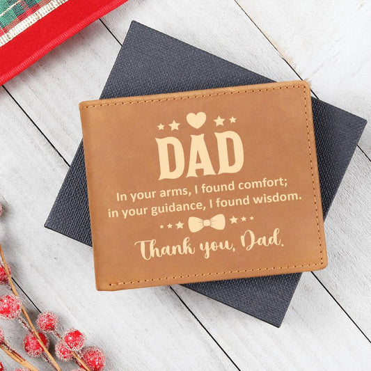 Dad In Your Arms, I Found Comfort Genuine Cowhide Leather Wallet