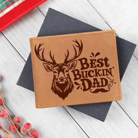 Best Buckin' Dad Genuine Cowhide Leather Wallet