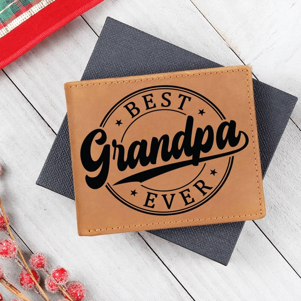 Grandfather Gift - Best Grandpa Ever Genuine Cowhide Leather Wallet