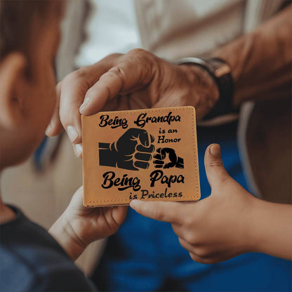 Being Grandpa is an Honor Leather Wallet