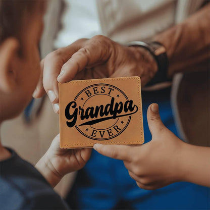 Grandfather Gift - Best Grandpa Ever Genuine Cowhide Leather Wallet