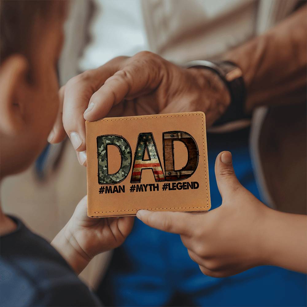 DAD Custom Printed Leather Wallet - Man - Myth - Legend