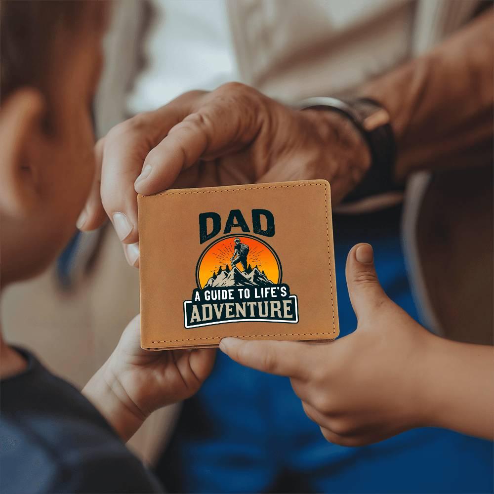 Dad Gift - A Guide to Life's Adventure Genuine Cowhide Leather Wallet