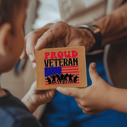 Proud Veteran Genuine Cowhide Leather Wallet