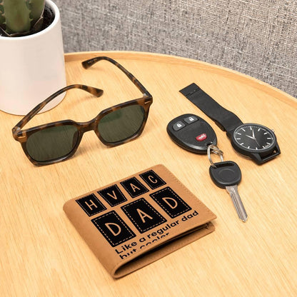 Dad Gift - HVAC Dad Like a Regular Dad But Cooler Leather Wallet