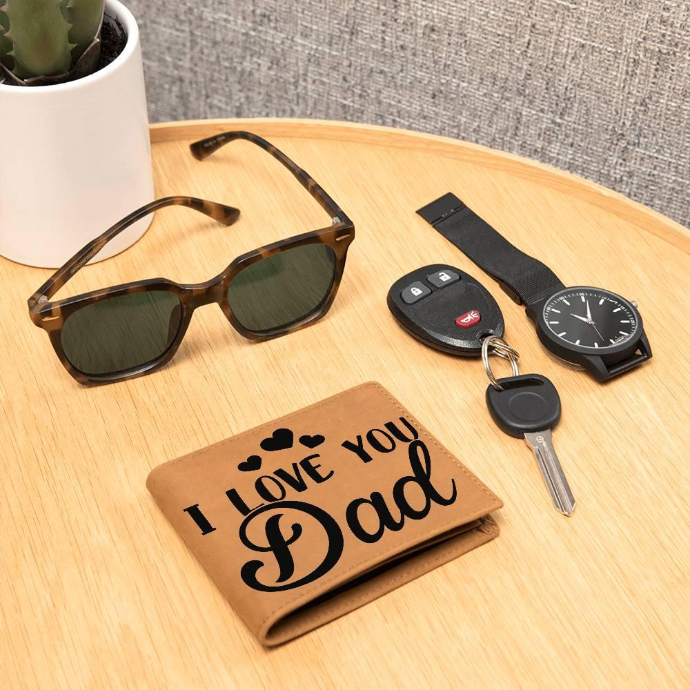 Dad Gift - I Love You Dad Genuine Cowhide Leather Wallet