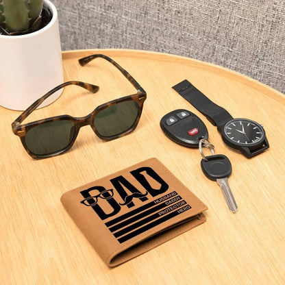 Dad Gift - Husband Daddy Protector Hero Leather Wallet