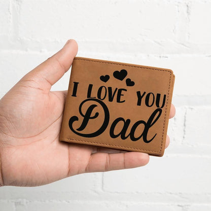 Dad Gift - I Love You Dad Genuine Cowhide Leather Wallet