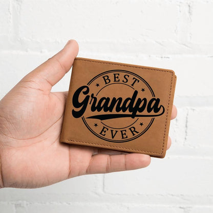 Grandfather Gift - Best Grandpa Ever Genuine Cowhide Leather Wallet