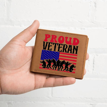 Proud Veteran Genuine Cowhide Leather Wallet