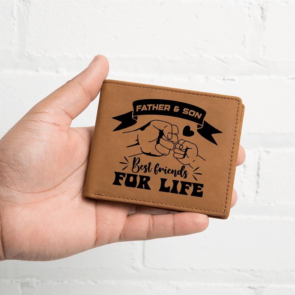 Father and Son Best Friends for Life Leather Wallet