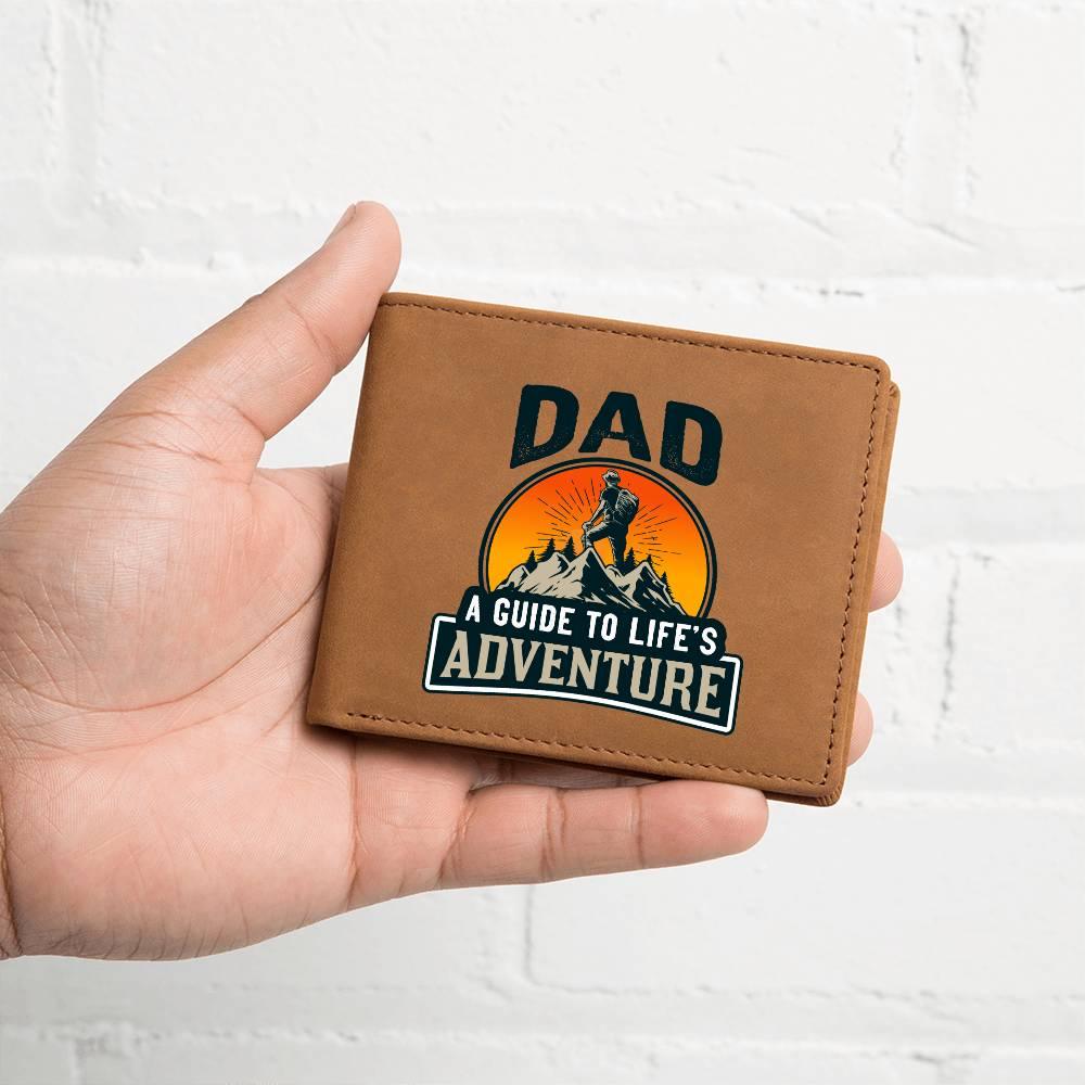 Dad Gift - A Guide to Life's Adventure Genuine Cowhide Leather Wallet