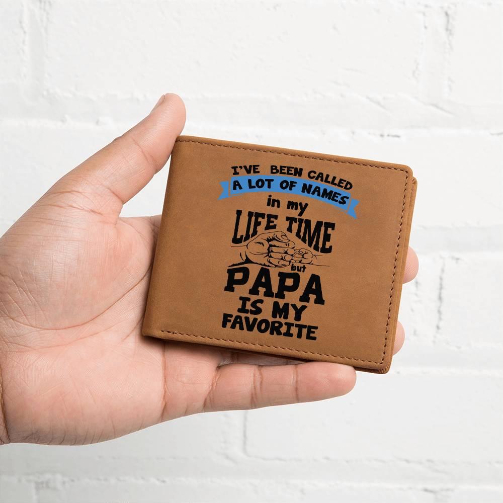 Papa is My Favorite Title Leather Wallet