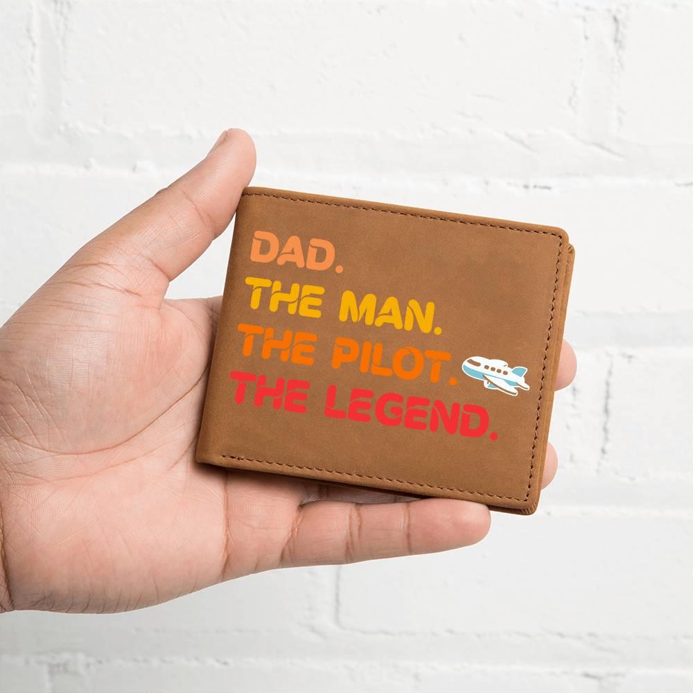 Dad The Man The Pilot The Legend Leather Wallet