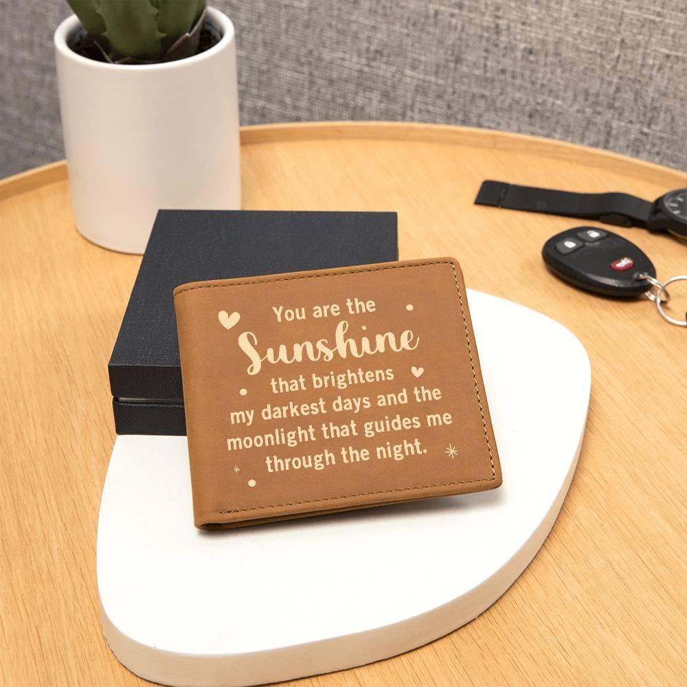 Gift for Dad - You are the Sunshine Genuine Cowhide Leather Wallet