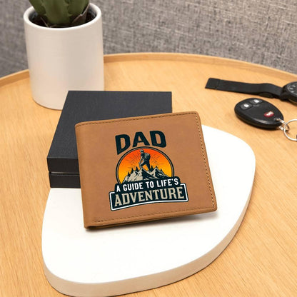 Dad Gift - A Guide to Life's Adventure Genuine Cowhide Leather Wallet