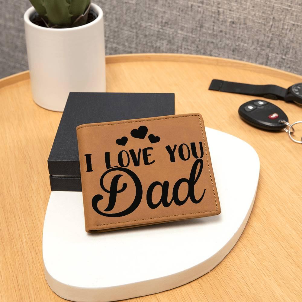 Dad Gift - I Love You Dad Genuine Cowhide Leather Wallet