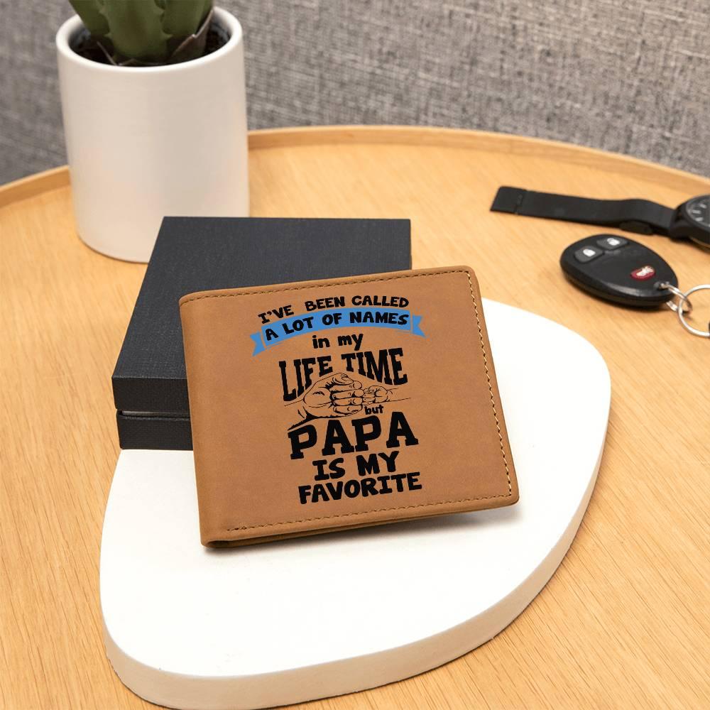 Papa is My Favorite Title Leather Wallet