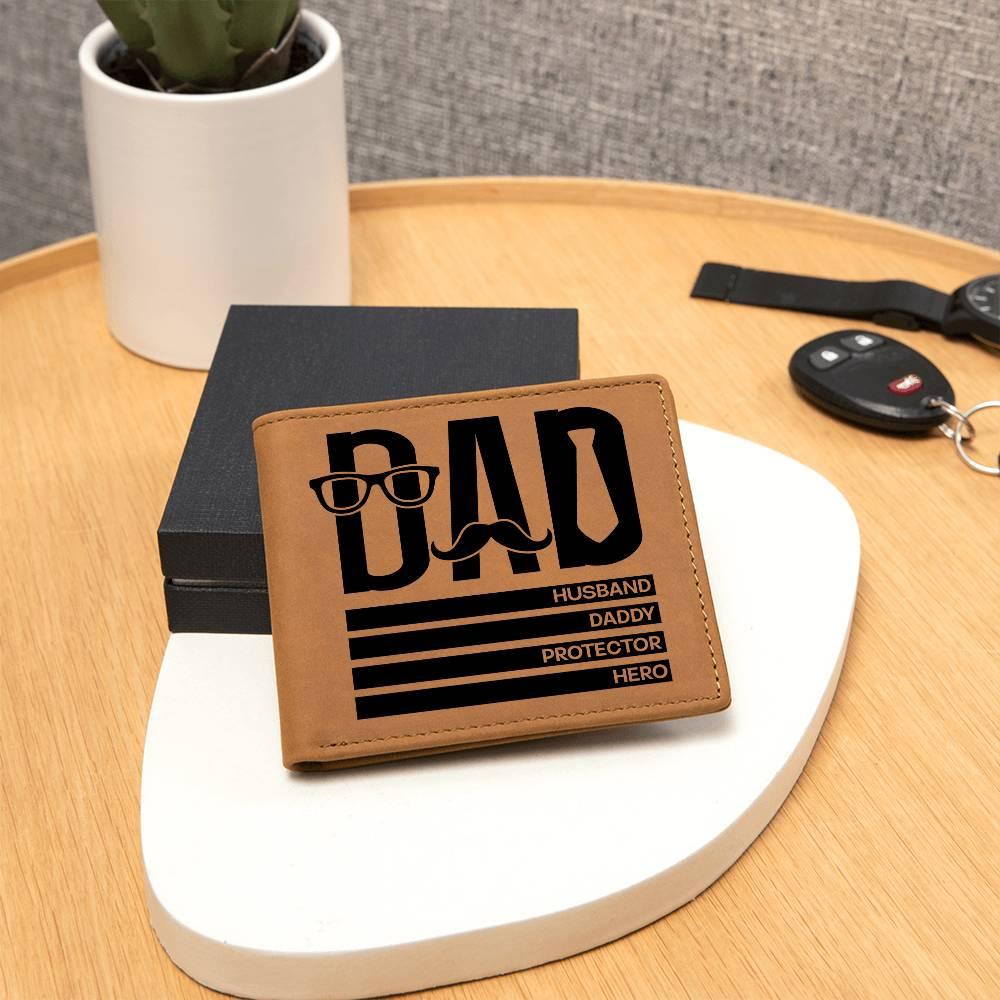 Dad Gift - Husband Daddy Protector Hero Leather Wallet