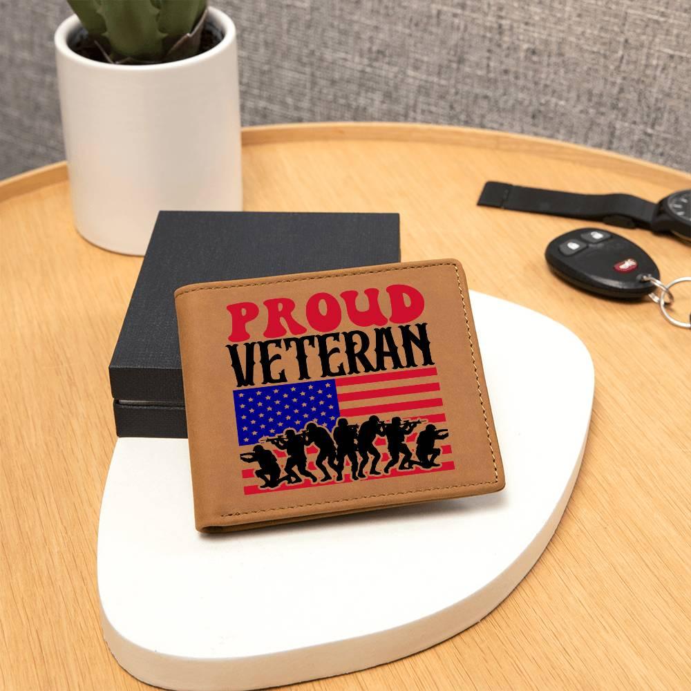 Proud Veteran Genuine Cowhide Leather Wallet