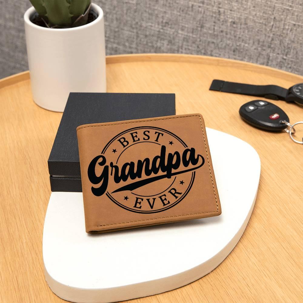 Grandfather Gift - Best Grandpa Ever Genuine Cowhide Leather Wallet