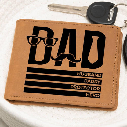 Dad Gift - Husband Daddy Protector Hero Leather Wallet