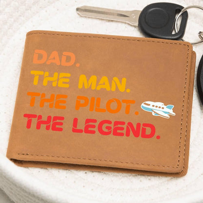 Dad The Man The Pilot The Legend Leather Wallet