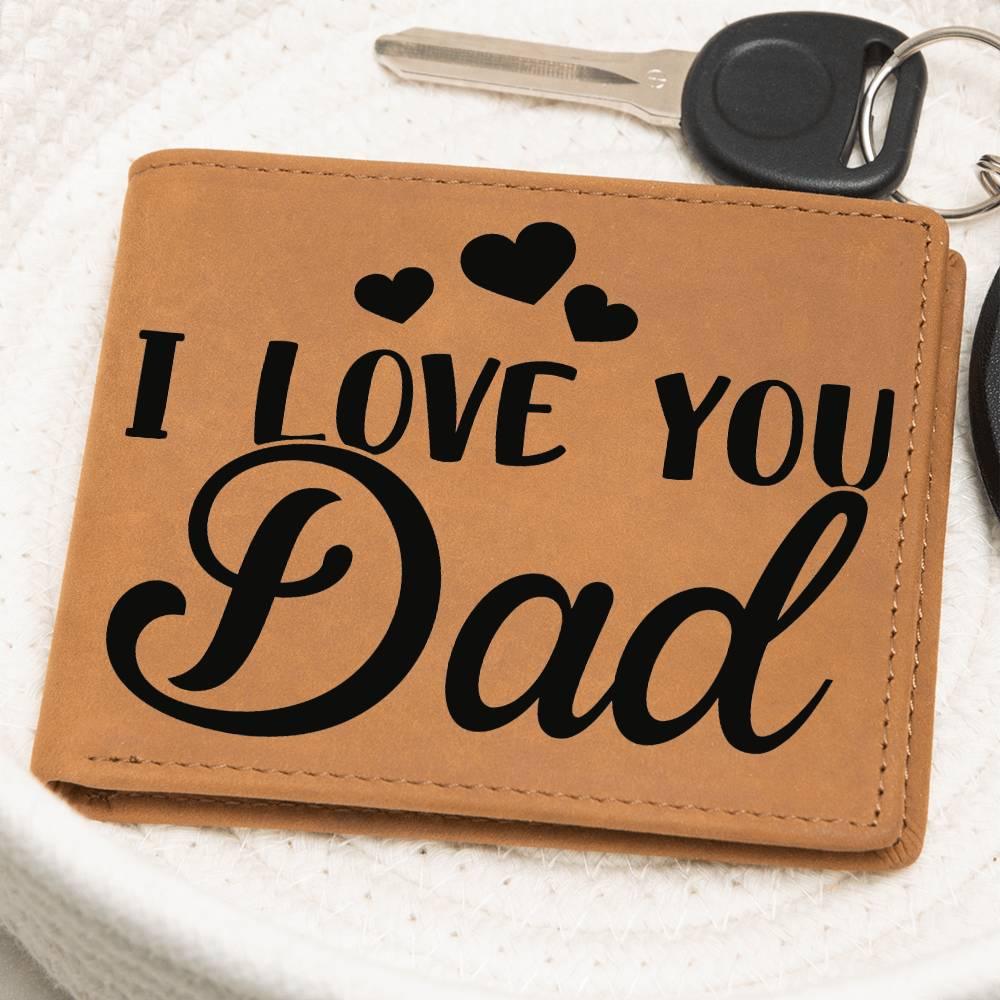 Dad Gift - I Love You Dad Genuine Cowhide Leather Wallet