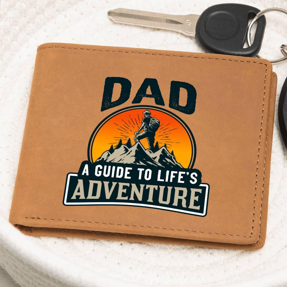 Dad Gift - A Guide to Life's Adventure Genuine Cowhide Leather Wallet