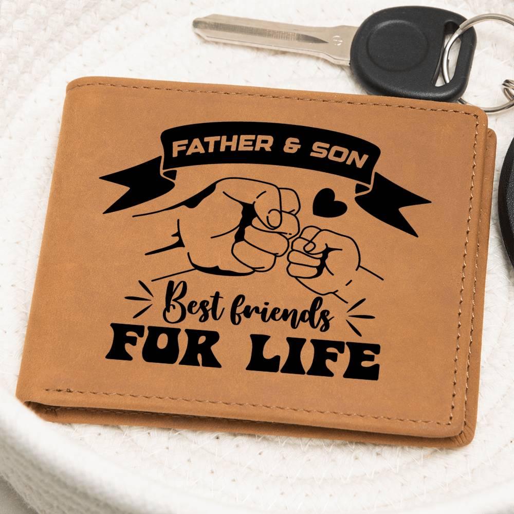 Father and Son Best Friends for Life Leather Wallet