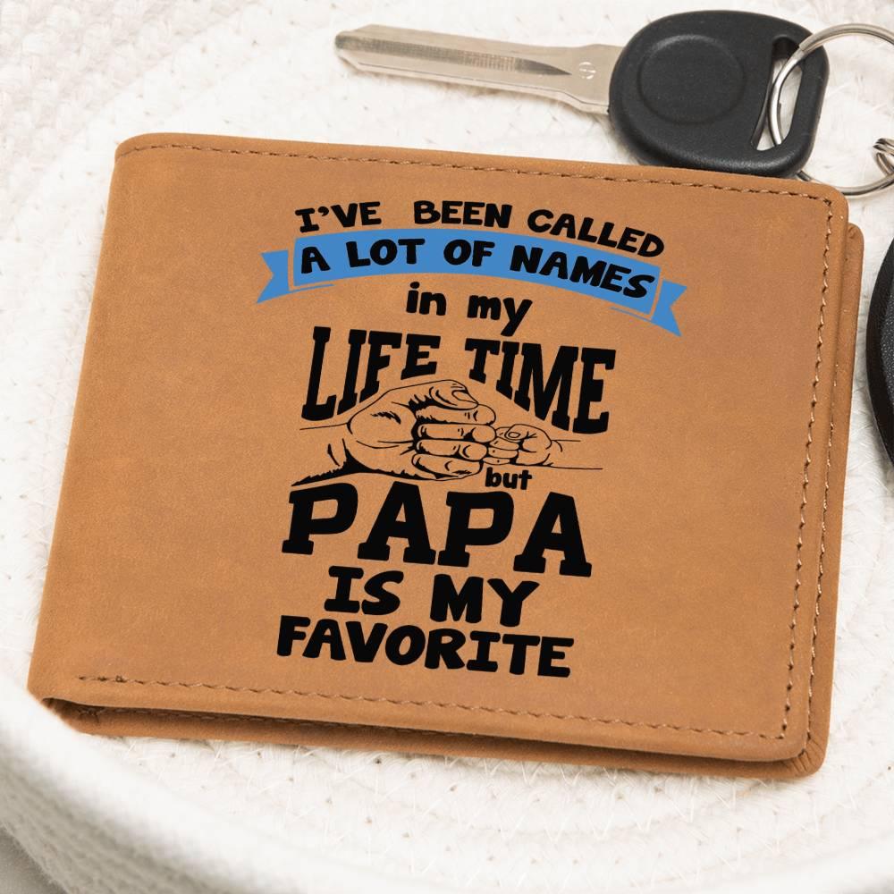 Papa is My Favorite Title Leather Wallet