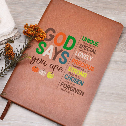 Inspirational Personalized Graphic Journal - God Says You Are Unique